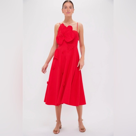 Farm Rio Red Garden Midi Dress - Picture 3 of 10